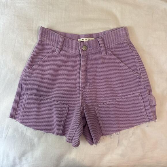 pacsun lilac corduroy shorts y2k cargo utility high waist 24 - Picture 2 of 7